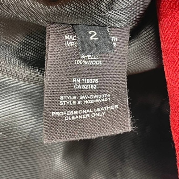 Helmut Lang Size 2 Red One Button Notched Collar 100% Wool Blazer Jacket - Picture 5 of 5